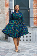 NALA ROYAL BLUE AND GREEN WRAP DRESS Women’s Dress