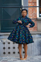 NALA ROYAL BLUE AND GREEN WRAP DRESS Women’s Dress