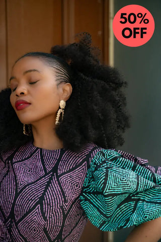 Nefertiti Blue And Purple Flare Dress Dresses