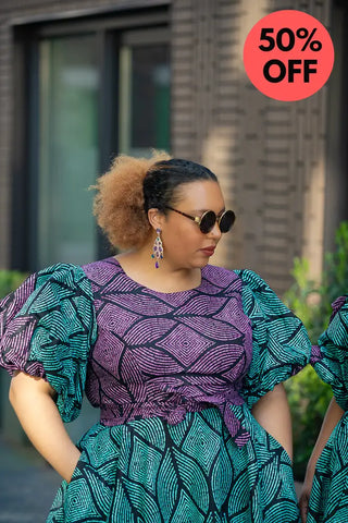 Nefertiti Blue And Purple Flare Dress Dresses