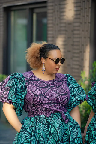 Nefertiti Blue And Purple Flare Dress Dresses