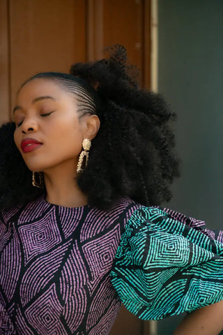 Nefertiti Blue And Purple Flare Dress Dresses