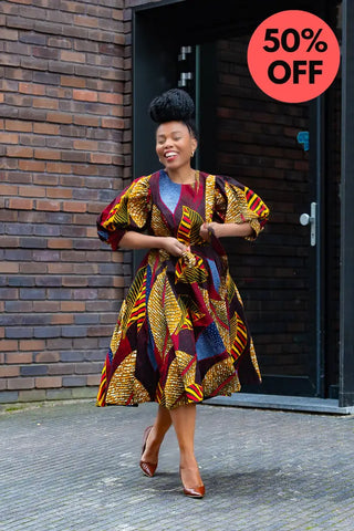 Nefertiti Brown Flare Dress