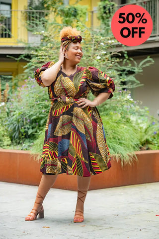 Nefertiti Brown Flare Dress