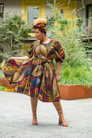 Nefertiti Brown Flare Dress