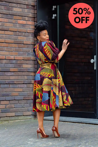 Nefertiti Brown Flare Dress