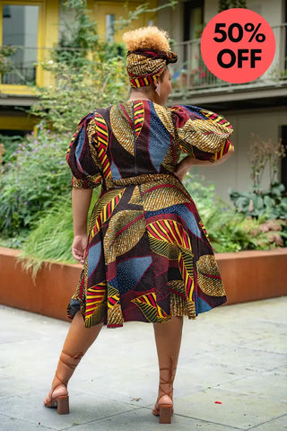 Nefertiti Brown Flare Dress