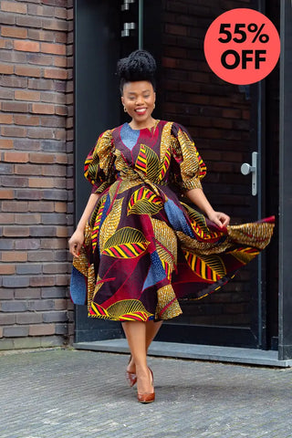 Nefertiti Brown Flare Dress