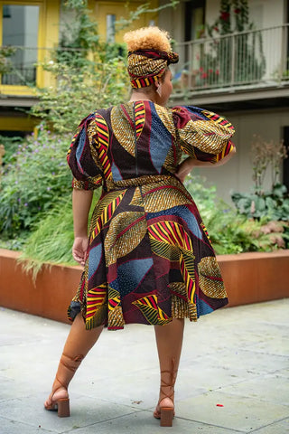 Nefertiti Brown Flare Dress