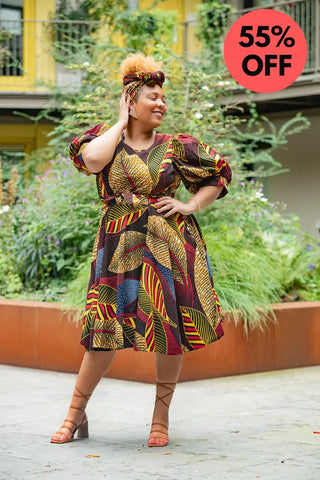 Nefertiti Brown Flare Dress
