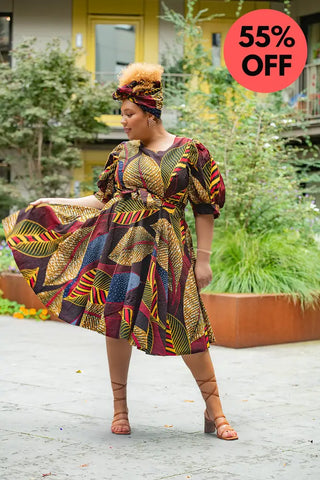 Nefertiti Brown Flare Dress