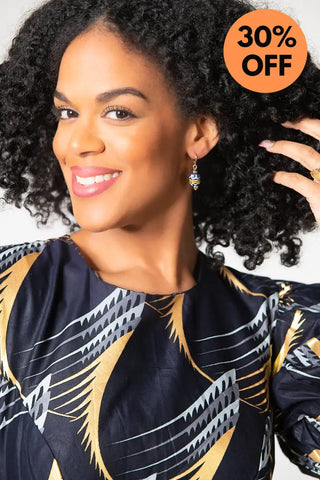 Nefertiti Gold And Navy Blue Dress Dresses