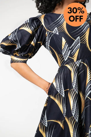 Nefertiti Gold And Navy Blue Dress Dresses