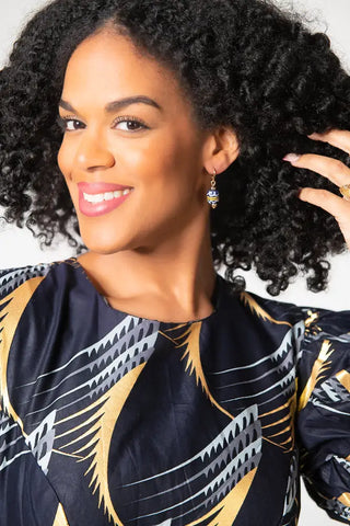 Nefertiti Gold And Navy Blue Dress Dresses