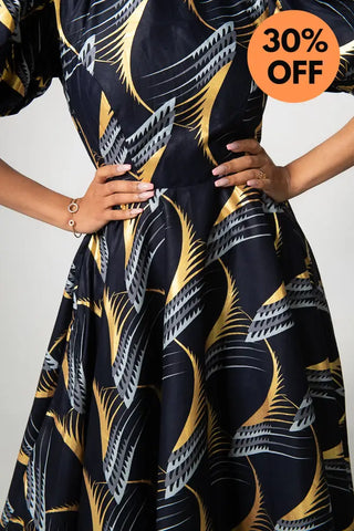 Nefertiti Gold And Navy Blue Dress Dresses