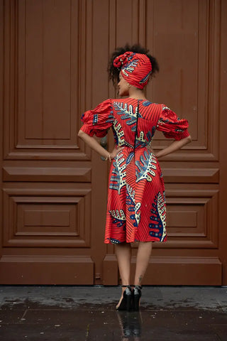 Nefertiti Red Flared Dress 3XL Nefertiti Red Flared Dress 3XL