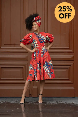 Nefertiti Red Flared Dress Dresses