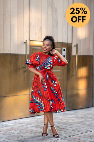 NEFERTITI RED FLARED DRESS Women’s Dress