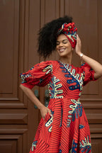 Nefertiti Red Flared Dress Dresses