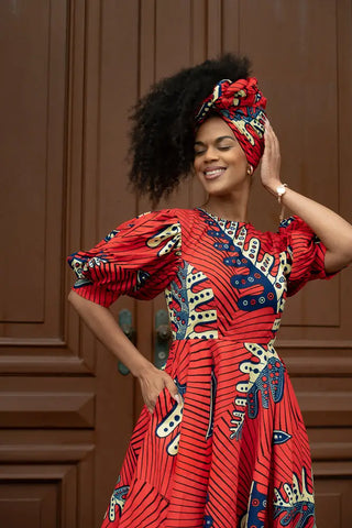 Nefertiti Red Flared Dress Dresses