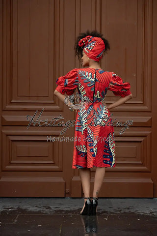 Nefertiti Red Flared Dress Dresses