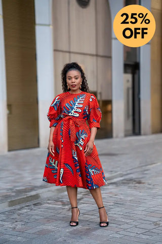 NEFERTITI RED FLARED DRESS Women’s Dress