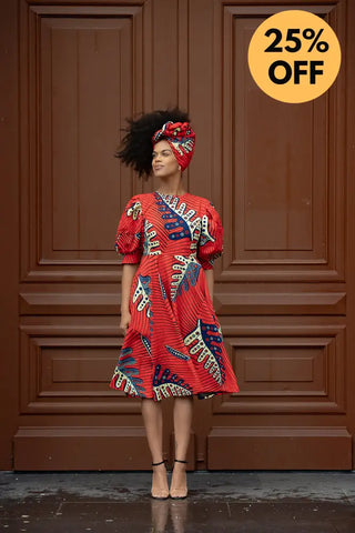 Nefertiti Red Flared Dress Dresses