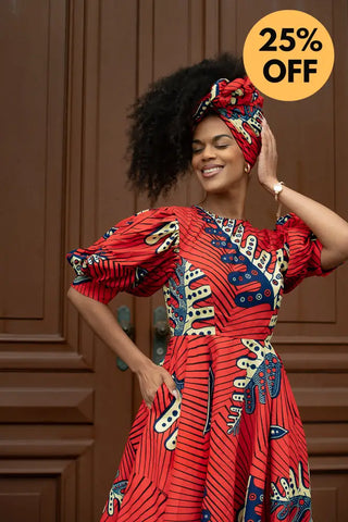 Nefertiti Red Flared Dress Dresses