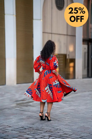 NEFERTITI RED FLARED DRESS Women’s Dress