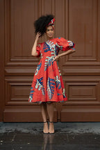 Nefertiti Red Flared Dress Dresses