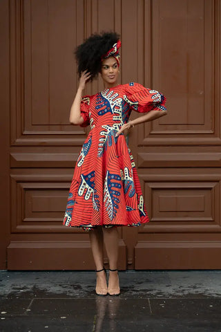 Nefertiti Red Flared Dress Dresses