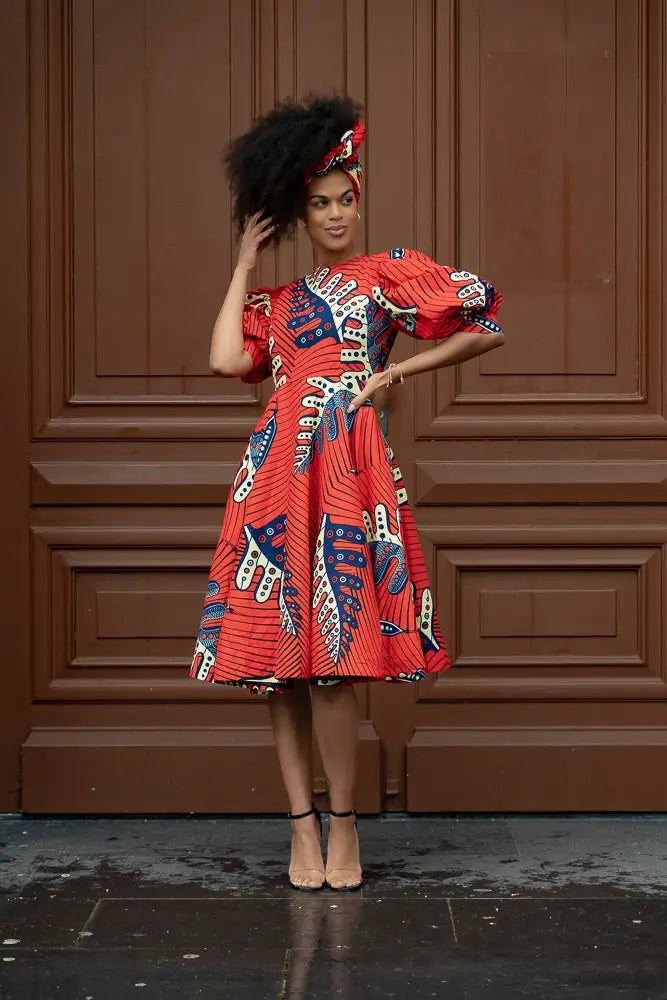 Nefertiti Red Flared Dress Dresses