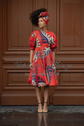 Nefertiti Red Flared Dress Dresses