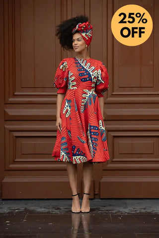 Nefertiti Red Flared Dress Dresses