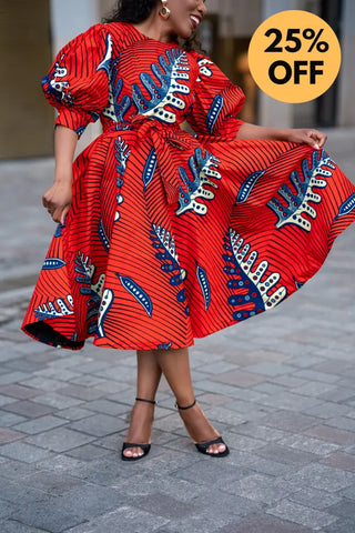 NEFERTITI RED FLARED DRESS Women’s Dress