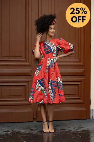 Nefertiti Red Flared Dress Dresses