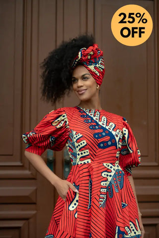 Nefertiti Red Flared Dress Dresses