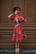 Nefertiti Red Flared Dress Dresses
