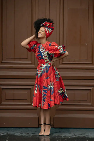 Nefertiti Red Flared Dress Dresses