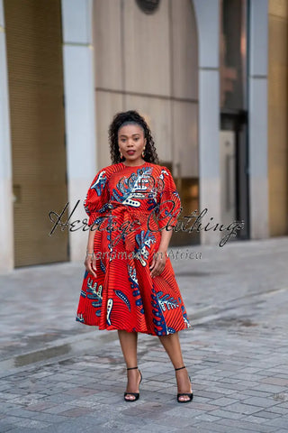 NEFERTITI RED FLARED DRESS Women’s Dress