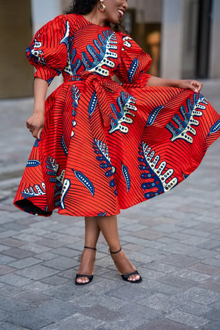 NEFERTITI RED FLARED DRESS Women’s Dress