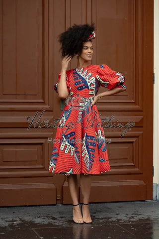Nefertiti Red Flared Dress Dresses