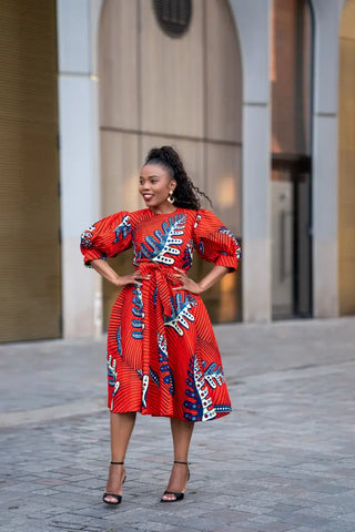 NEFERTITI RED FLARED DRESS Women’s Dress