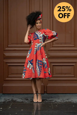 Nefertiti Red Flared Dress Dresses