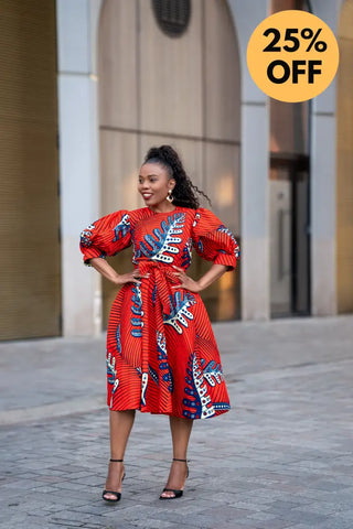 NEFERTITI RED FLARED DRESS Women’s Dress