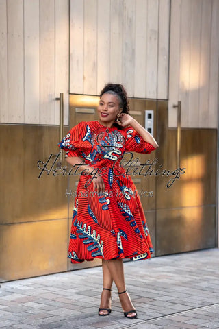 NEFERTITI RED FLARED DRESS Women’s Dress
