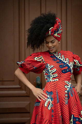 Nefertiti Red Flared Dress Dresses