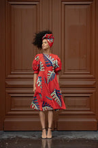 Nefertiti Red Flared Dress Dresses