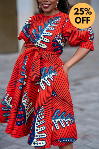 NEFERTITI RED FLARED DRESS Women’s Dress