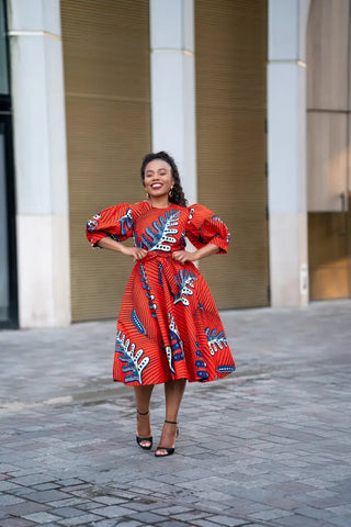 NEFERTITI RED FLARED DRESS Women’s Dress